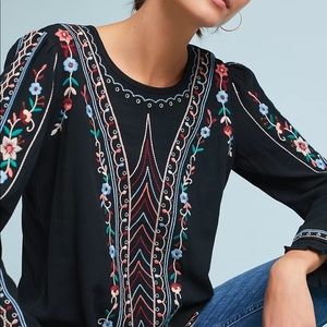 Anthropologie One September Wesley Embroidered Pullover